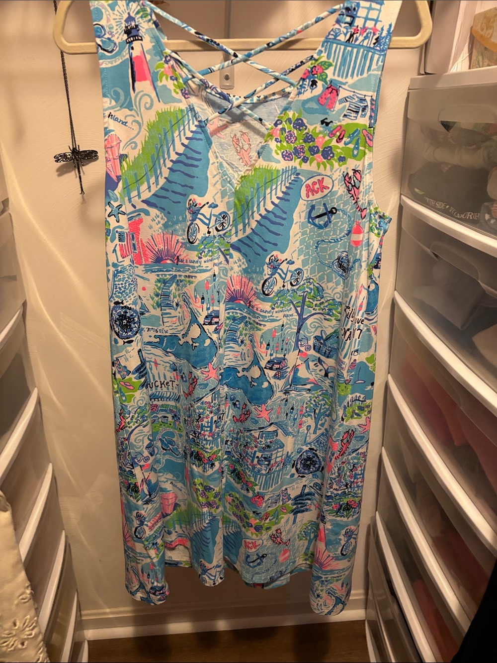 Lilly Pulitzer Blue, White, Pink & Green Nautical Print Sleeveless Dress NWOT - Picture 5 of 8